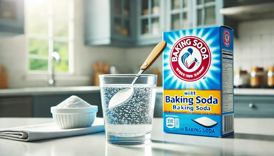 Soda nuo vidurių užkietėjimo stiklinėje vandens virtuvėje. Soda nuo vidurių užkietėjimo stiklinėje vandens virtuvėje.