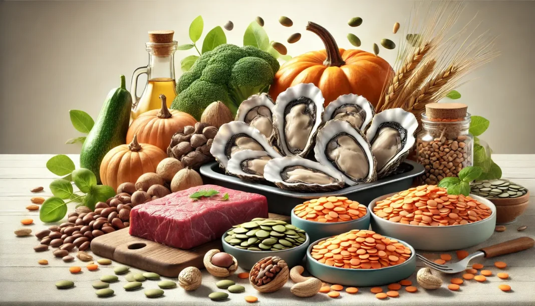 Cinkas maiste – austrės, jautiena, moliūgų sėklos, lęšiai ir riešutai.