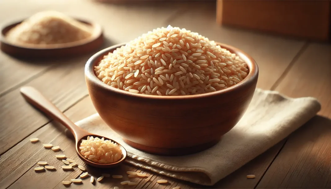 Rudieji ryžiai dubenyje