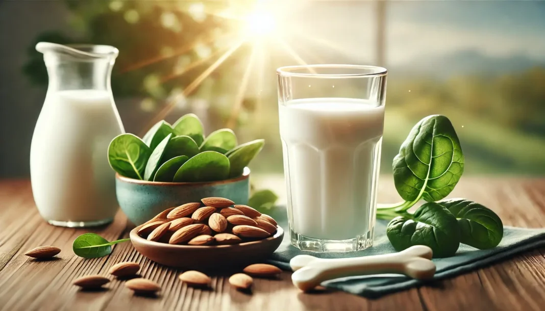 Geriausi vaistai nuo osteoporozės: natūralūs kalcio šaltiniai, tokie kaip pienas, špinatai ir migdolai.