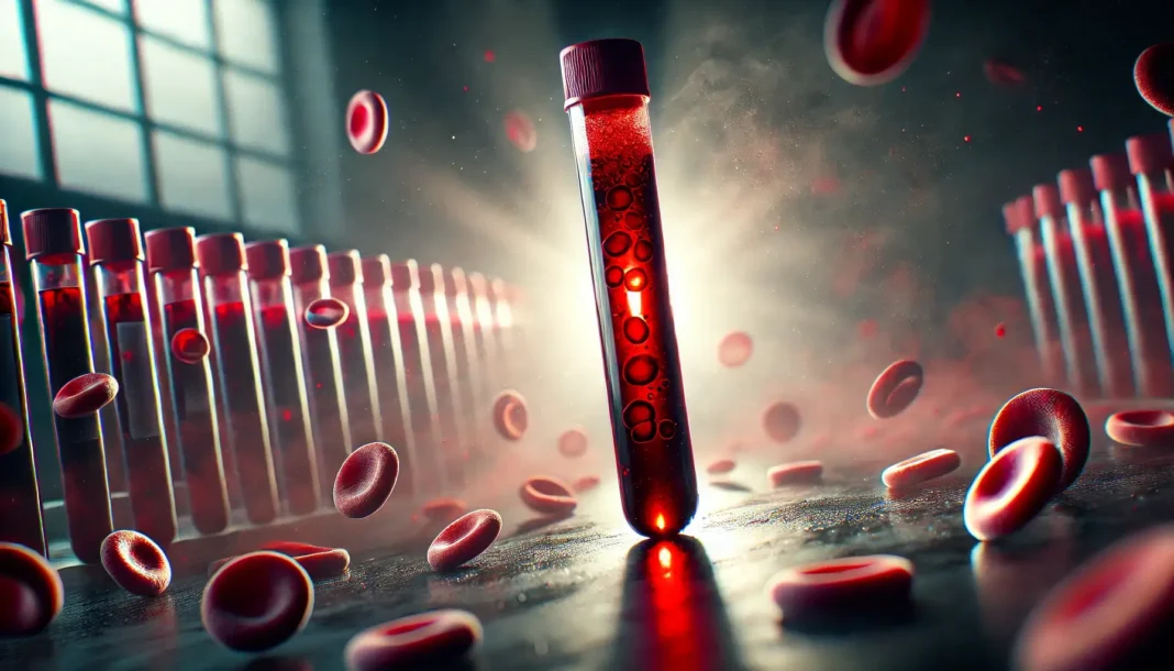 Padidėjęs hematokritas – kraujo mėginys su tankiu raudonųjų kraujo kūnelių sluoksniu.