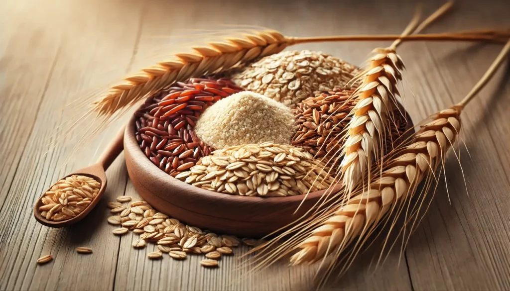 Kviečių gemalai, avižos, miežiai ir rudieji ryžiai.