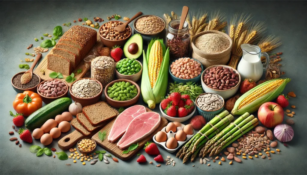 Maisto produktai, turtingi vitaminu B1: pilno grūdo produktai, ankštiniai, kiauliena, saulėgrąžų sėklos, kukurūzai, šparagai ir braškės.