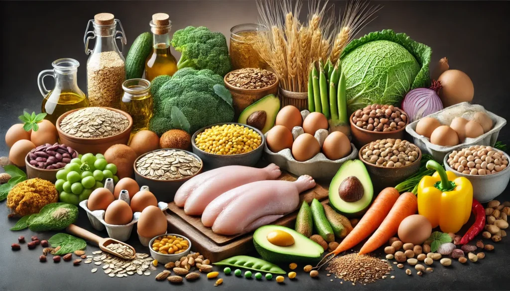 Maisto produktai, turtingi vitaminu B5: vištiena, kalakutiena, kiaušiniai, žuvis, pilno grūdo produktai, saldžiosios bulvės, avokadai, brokoliai ir ankštiniai.