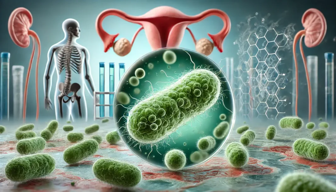 Chlamydia bakterija mikroskopiniu mastu su medicininiu fonu.