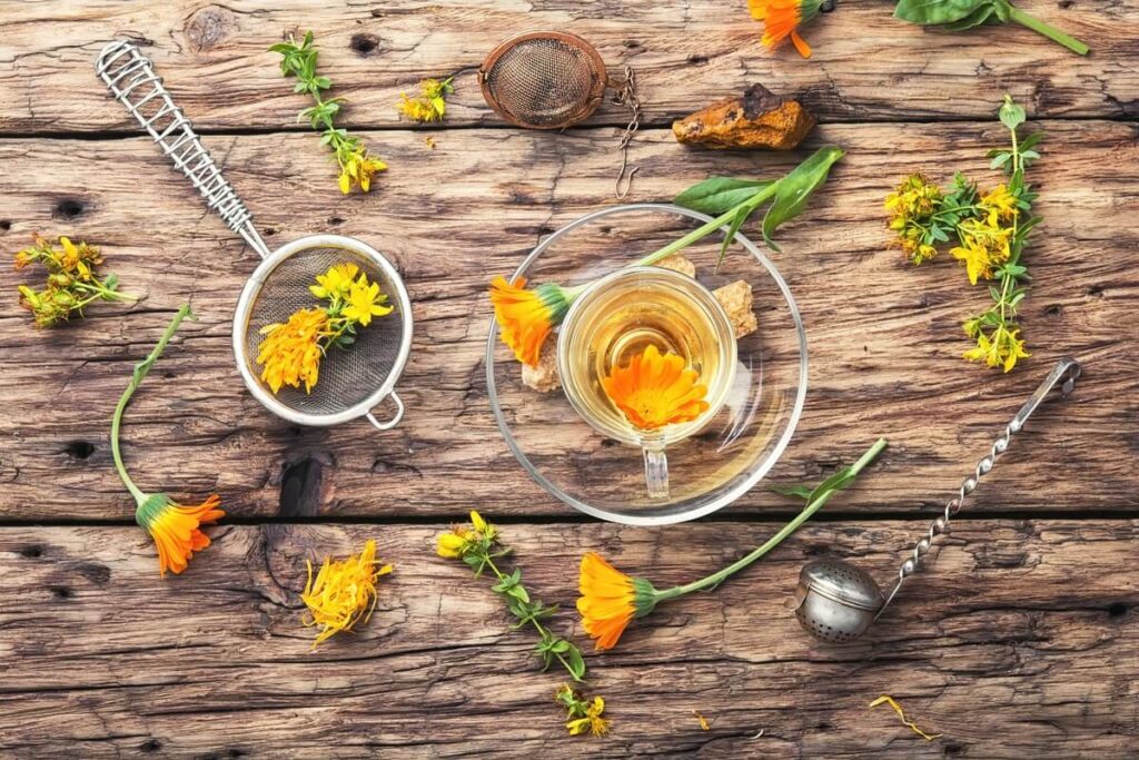 Medetkų nuoviras nuo amarų stiklinėje – švelnus ir natūralus tirpalas augalų apsaugai nuo kenkėjų.