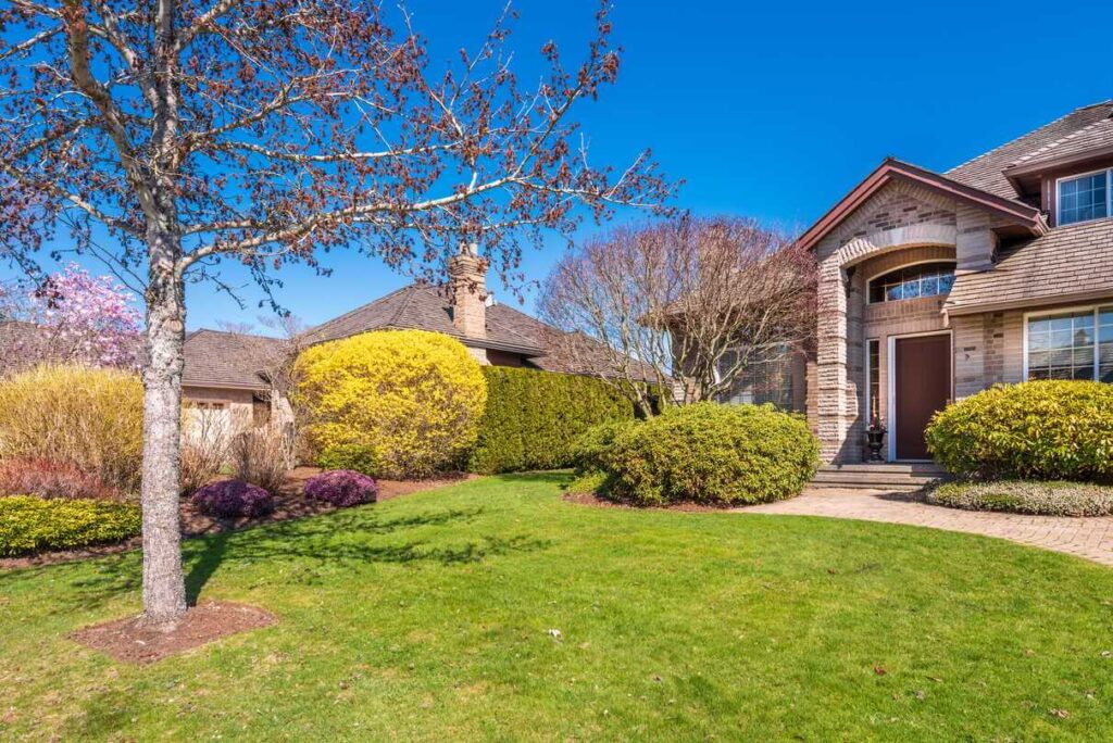 Medžių sodinimo atstumai užtikrina tvarkingą sodo vaizdą, kai dekoratyviniai augalai ir medžiai suformuoti saugiu atstumu nuo kaimyninių pastatų.