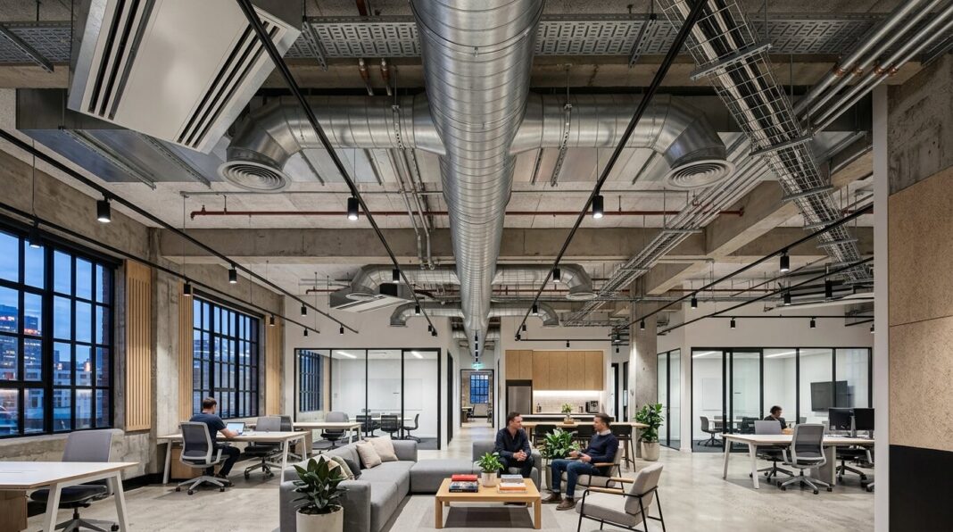 vėdinimo sprendimai namams ir verslui moderni biuro patalpa su ortakių ir rekuperacijos sistema