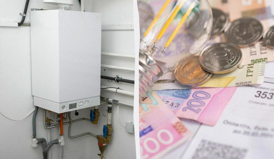 Baltas sieninis šildymo katilas ir euro banknotai bei monetos